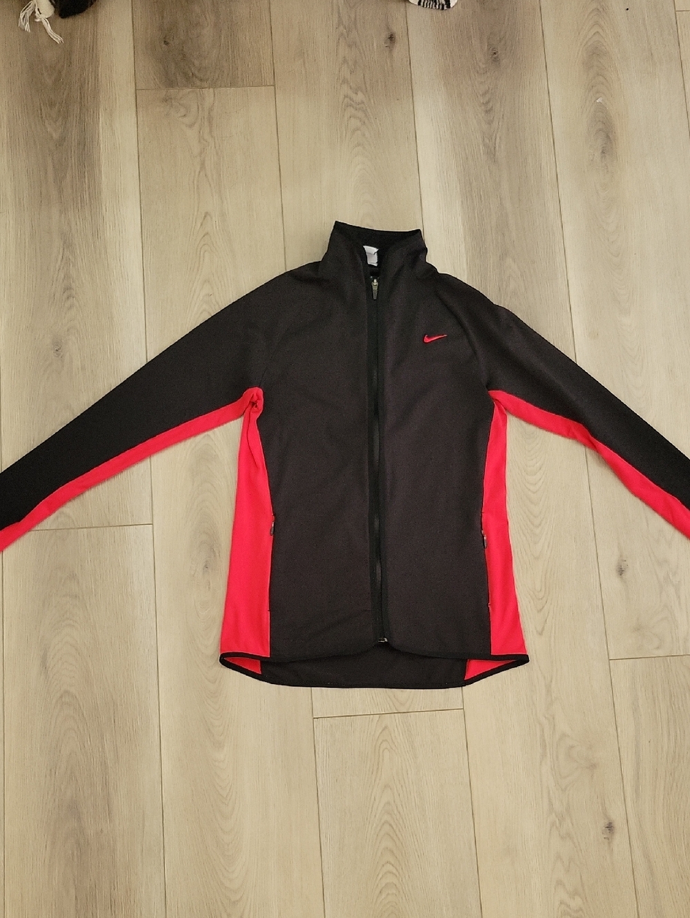 Nike Black Jacket with Red Panels and Swoosh